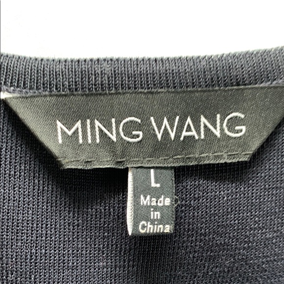 Ming Wang Dark Navy, Tan and White Geometric Cardigan Sweater - Picture 7 of 7